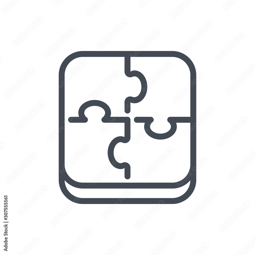 Puzzle line icon. Jigsaw vector outline sign. Puzzle line icon. Jigsaw vector outline sign.