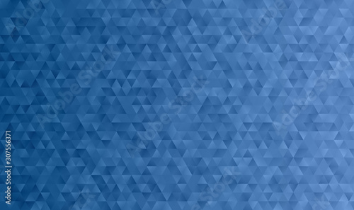 Classic Blue Geometric Triangle Pattern Vector Background. 2020 Color of the Year. Shimmering Metallic Gradient Faceted Low Poly Vertically Seamless Print.