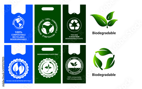 green bag concept or biodegradable plastic, reuse, reduce and recyclable concept. easy to modify