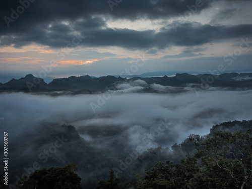 Mist over the morning peak in Mae Hong Son Province, Thailand