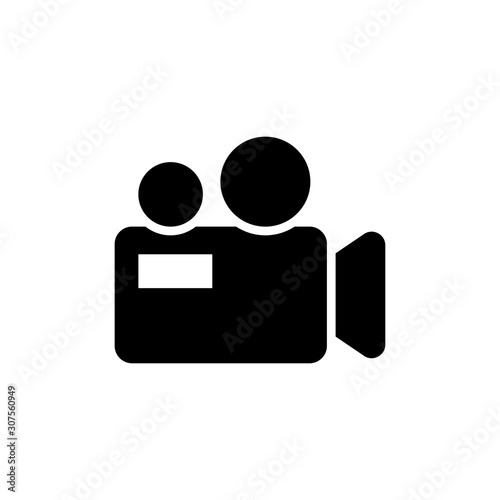 Movie Camera Vector Glyph Icon, Solid Style.