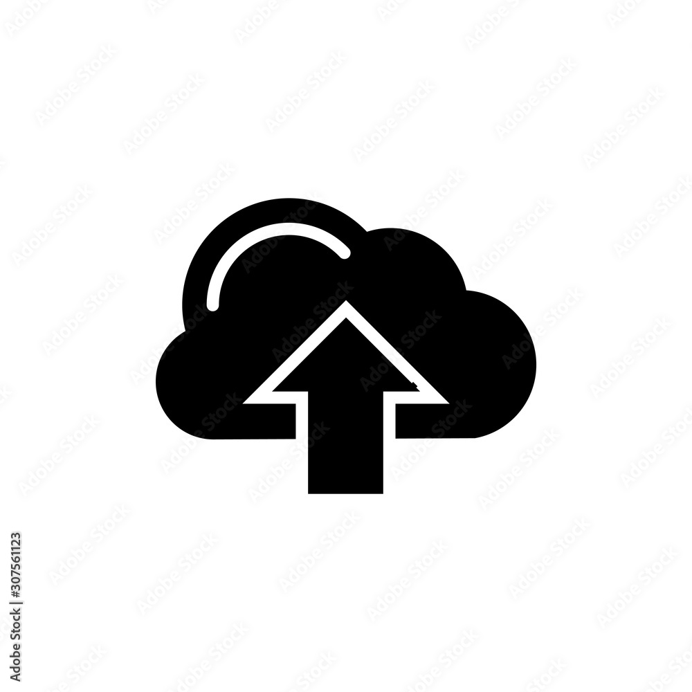 Cloud Upload Vector Glyph Icon, Solid Style. Cloud Upload Vector Glyph Icon, Solid Style.