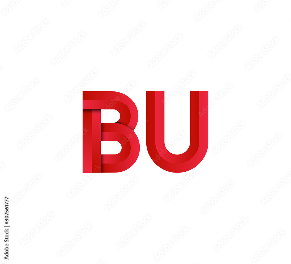 Initial two letter red 3D logo vector BU Initial two letter red 3D logo vector BU