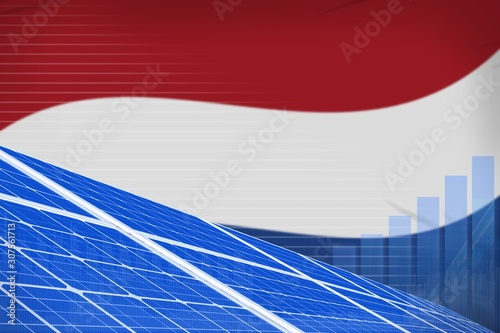 Netherlands solar energy power digital graph concept - environmental natural energy industrial illustration. 3D Illustration
