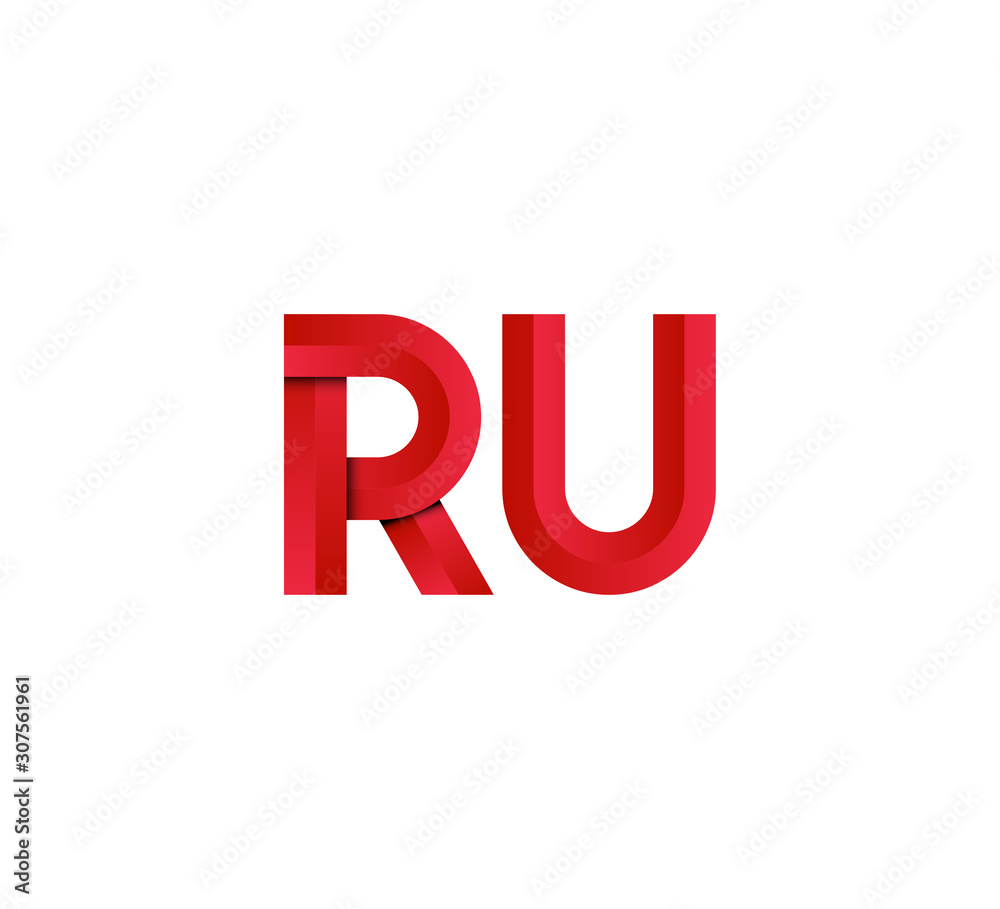 Initial two letter red 3D logo vector RU Initial two letter red 3D logo vector RU
