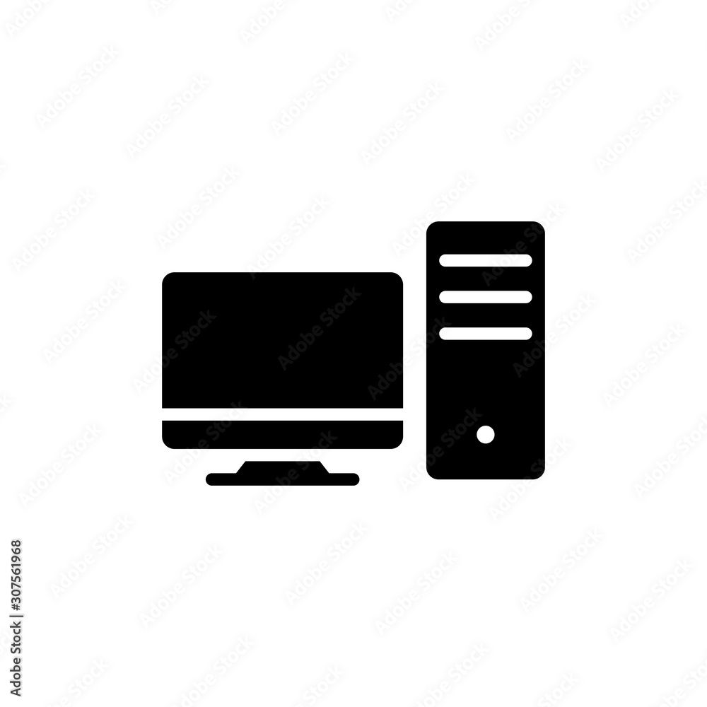 Computer Vector Glyph Icon, Solid Style. Computer Vector Glyph Icon, Solid Style.