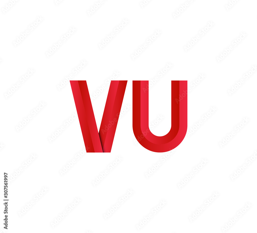 Initial two letter red 3D logo vector VU Initial two letter red 3D logo vector VU
