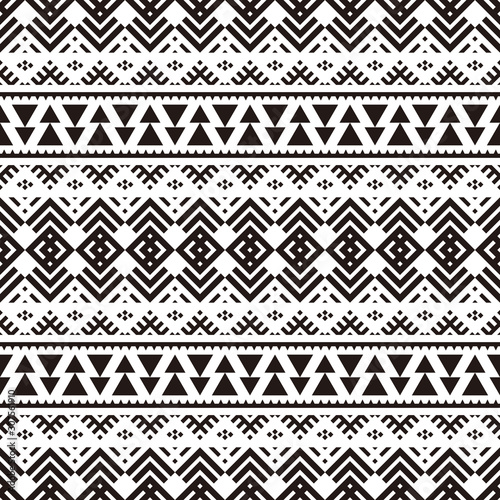 Seamless Etnic Pattern in black and white color. BW Tribal Aztec Pattern