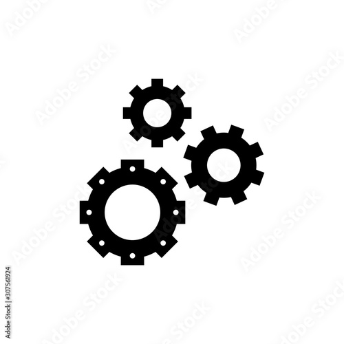 Cogs Vector Glyph Icon, Solid Style.
