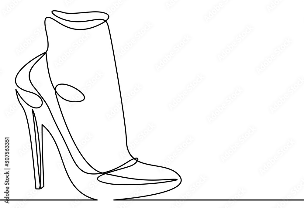 Women's high-heeled shoes. Vector line icon-continuous line drawing Women's high-heeled shoes. Vector line icon-continuous line drawing