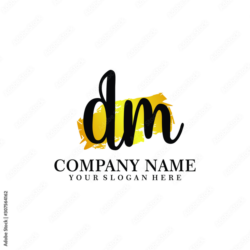 letter DM handwriting Black color logo, and elegant gold brush template letter DM handwriting Black color logo, and elegant gold brush template