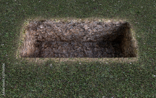 Open Empty Grave Hole