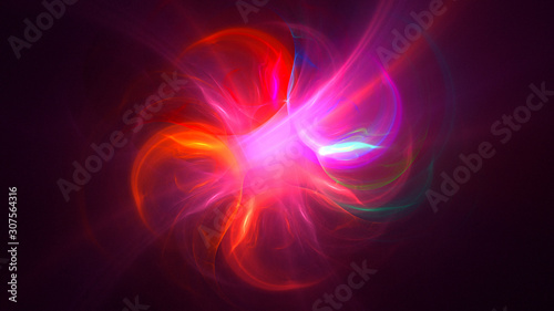 3D rendering abstract red fractal light background