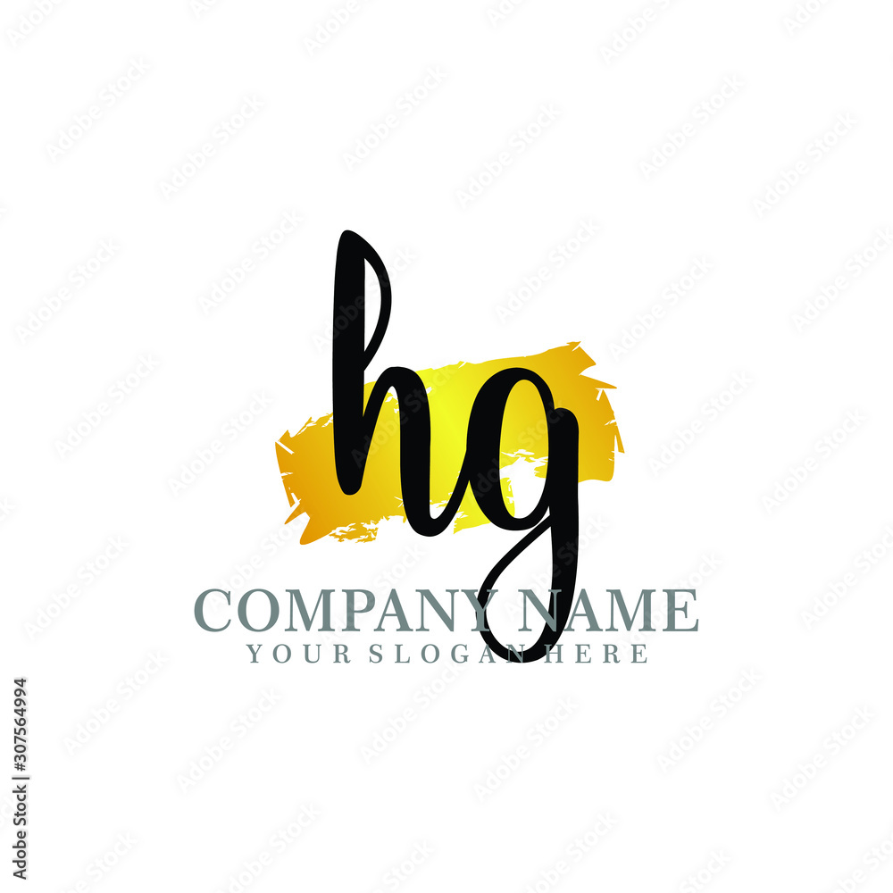 letter HG handwriting Black color logo, and elegant gold brush template letter HG handwriting Black color logo, and elegant gold brush template