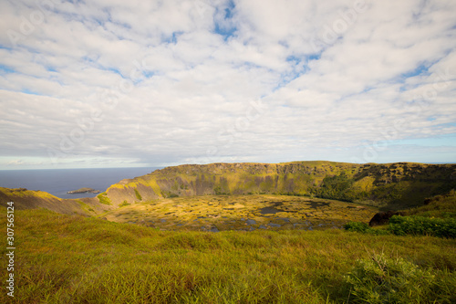 View of the crater of Rano Kau in Easter Island. Easter Island, Chile