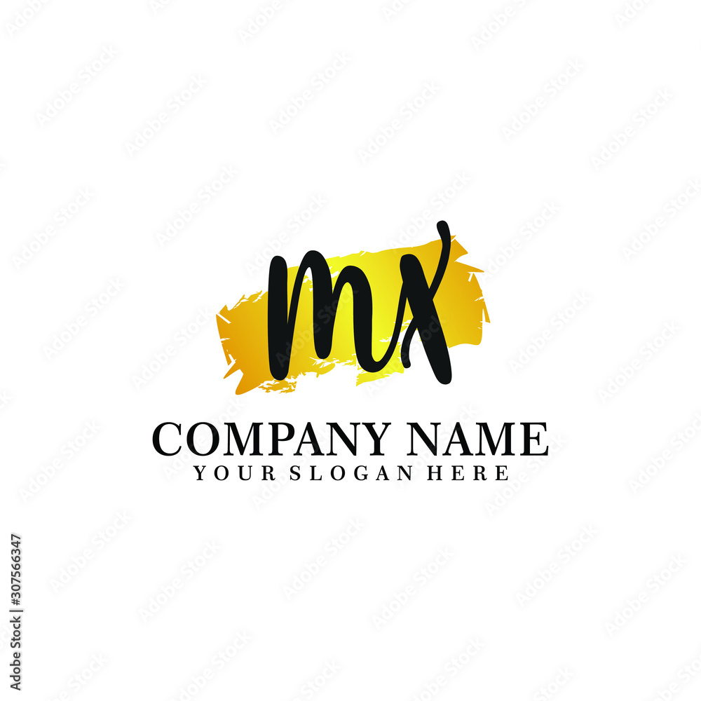 letter MX handwriting Black color logo, and elegant gold brush template letter MX handwriting Black color logo, and elegant gold brush template