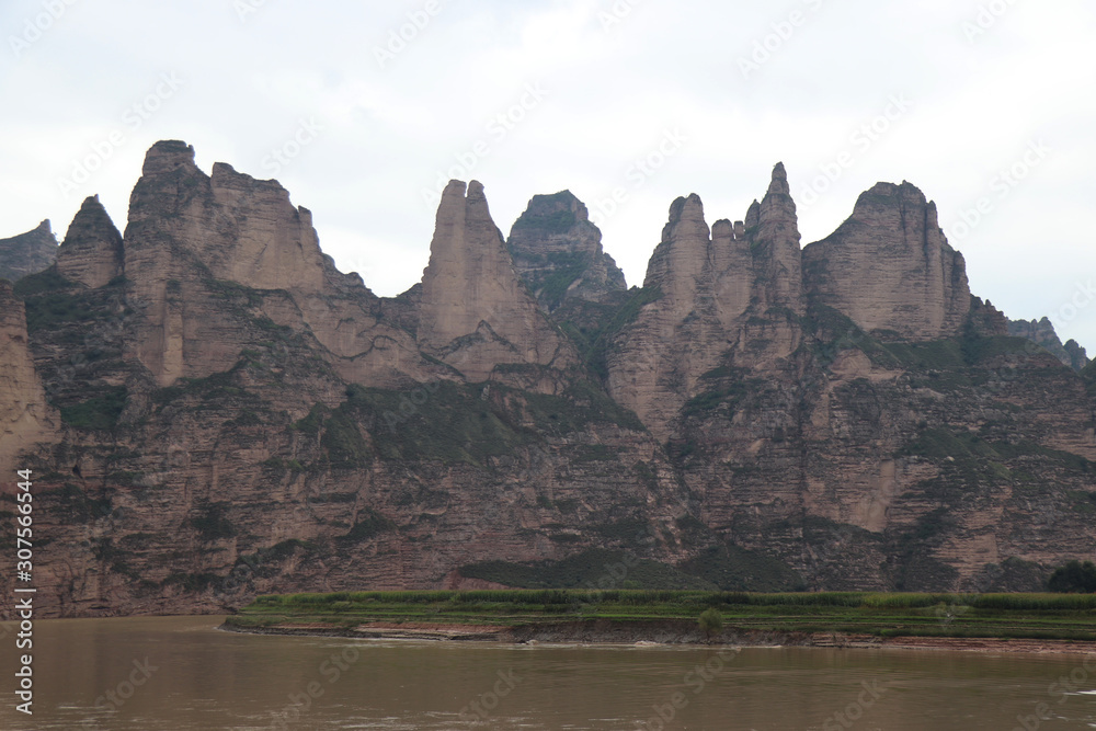 Landscape at Bingling Temple, Yongjing, Gansu Province, China.UNESCO World heritage site.(Silk Roads: the Routes Network of Chang'an-Tianshan Corridor)