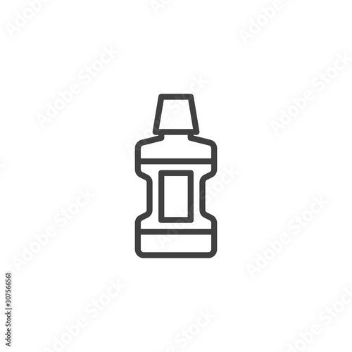 Mouthwash bottle line icon. linear style sign for mobile concept and web design. Mouth wash outline vector icon. Symbol, logo illustration. Vector graphics