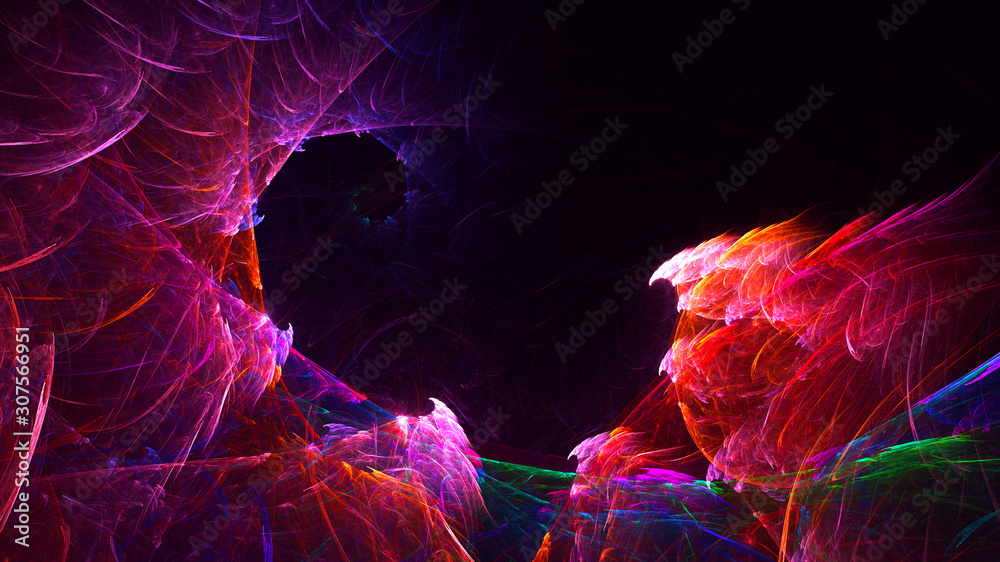 Obraz premium 3D rendering abstract red fractal light background
