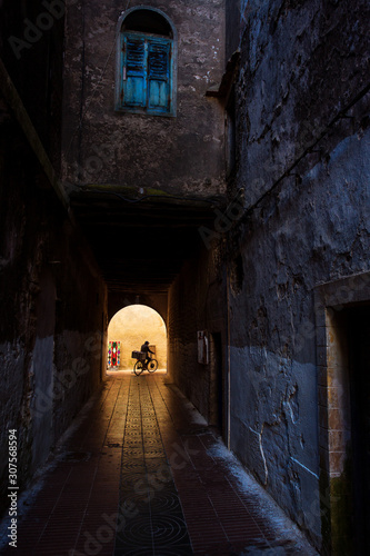 Colorfoul streets of Essaouira in morning time. Morocco