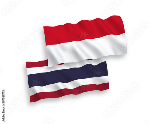 Free Download National vector fabric wave flags of Indonesia and Thailand isolated on white background. 1 to 2 proportion. - GFXLoad