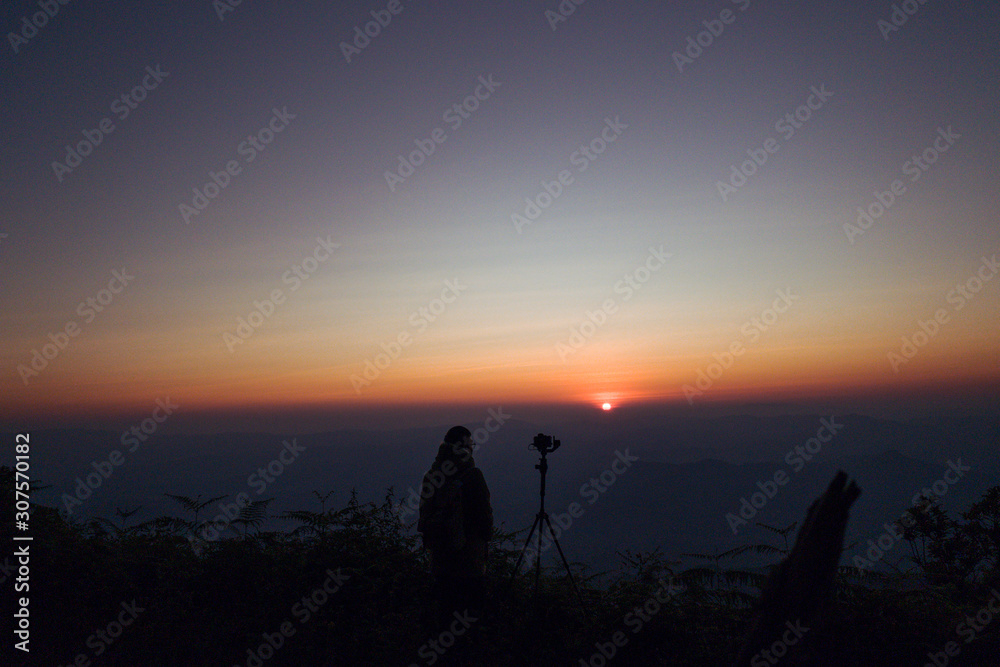 Fototapeta premium landscape mountains forests sky in the evening
