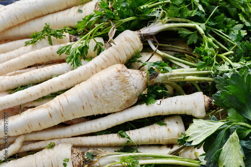 Obraz na plátně Fresh, parsnips at the weekly market
