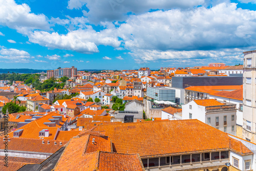 View of cityscape of old town of Coimbra, Portugal