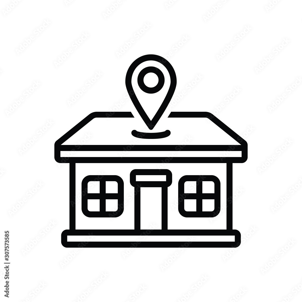 Black line icon for address