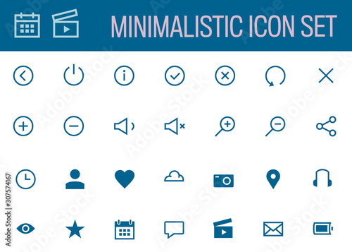 Isolated Minimalistic Mobile Icon Set, Flat Vector Icons