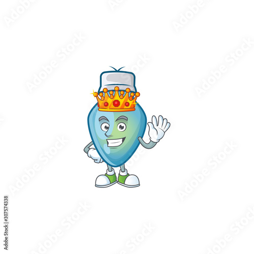 King of blue christmas bulb on cartoon mascot style design
