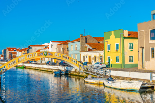 View of a colorful channel at Aveiro, Portugal