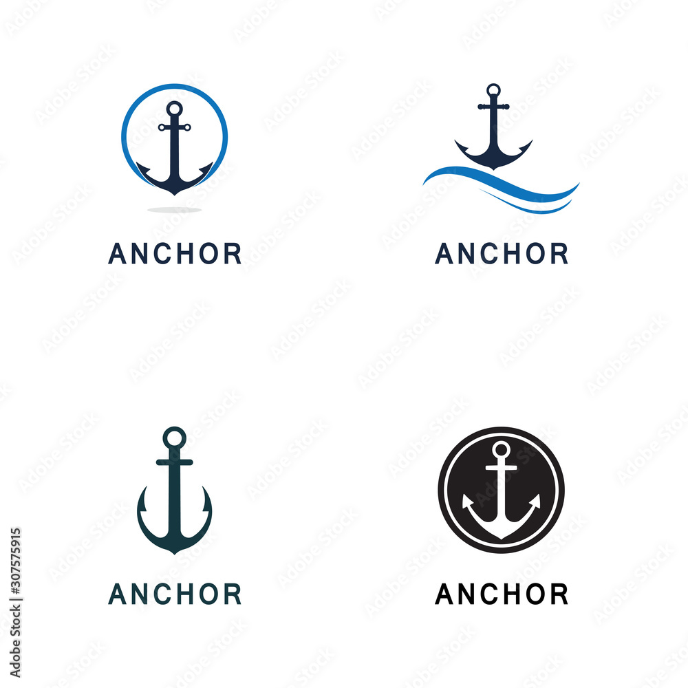 Set of Anchor icon Logo Template vector