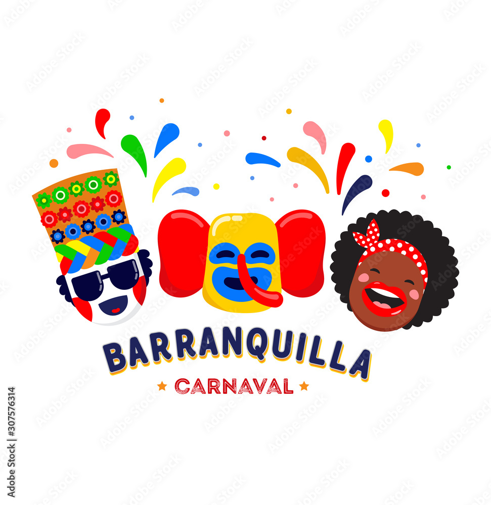 Carnaval de Barranquilla, Colombian carnival party. Vector illustration