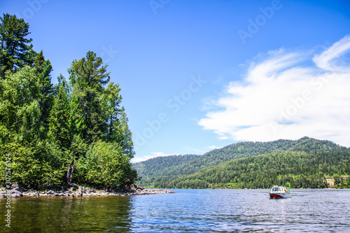 Altay beautiful mountains, green trees, pines, breathtaking views, landscapes and panoramas