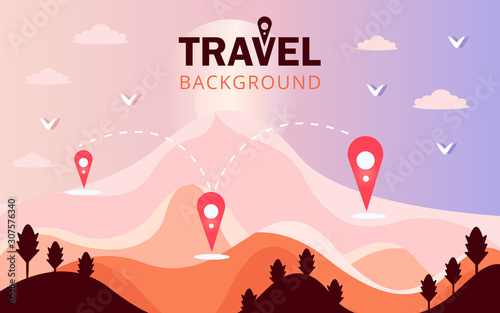 Travel and Tourism flat background design. Image can be used for travel banners, blogs and much more.