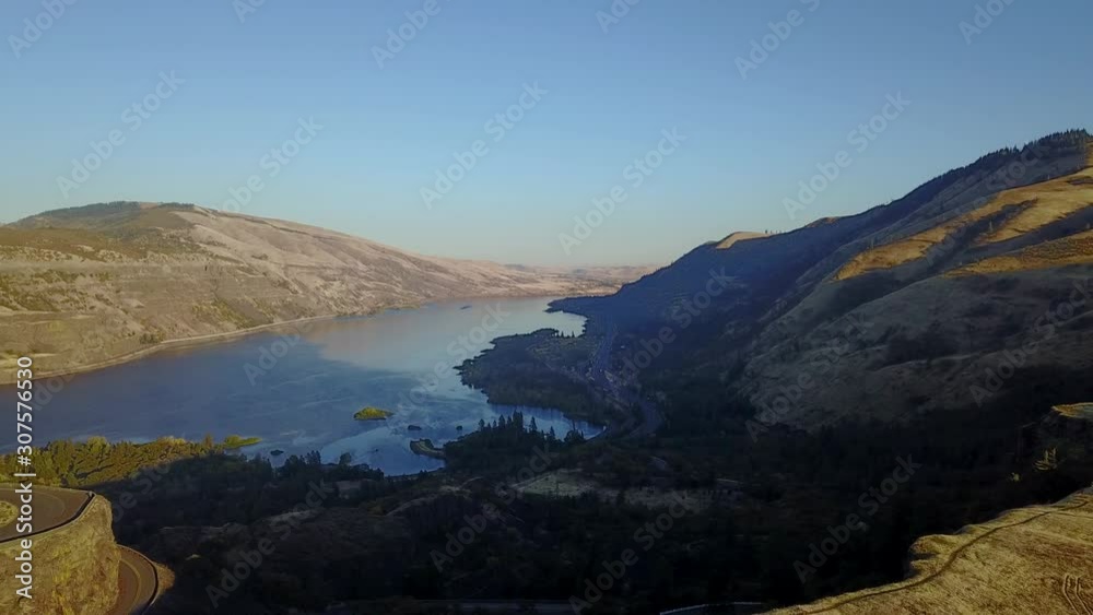 drone imagery of river landscape oregon washington pacific northwest PNW outdoor barge on river drone imagery of river landscape oregon washington pacific northwest PNW outdoor barge on river