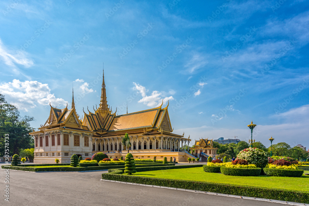 Beautiful Scene Of Royal Palace Wide View With Blue Sky Background At 