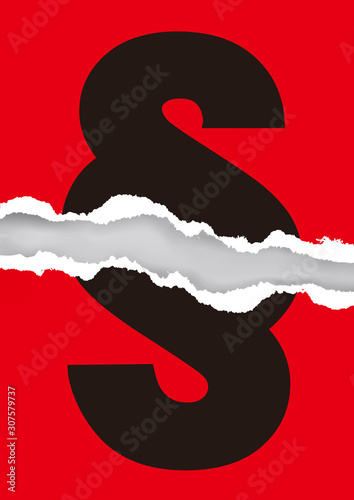   Injustice, Torn paragraph symbol. Illustration of ripped paper with paragraph sign. Vector available.