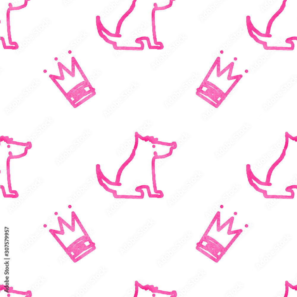 Obraz Wzór z psami i koronami