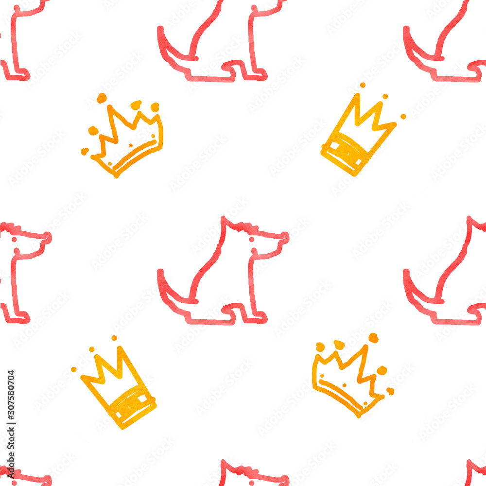 Obraz Wzór z psami i koronami