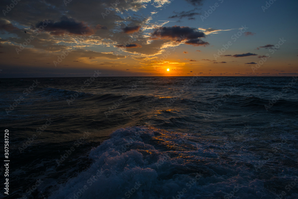 Colorful sunrise on the Black Sea