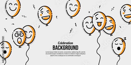 Balloon with different emotion background for birhtday party, graduation, celebration event and holiday