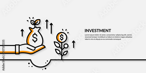 Invesment on yellow background, growing business finance concpet photo