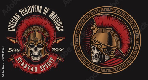 Set vector illustration with a skulls warriors