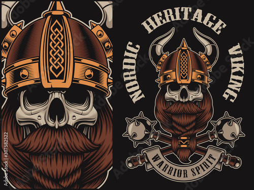 Vector illustration with a viking skull