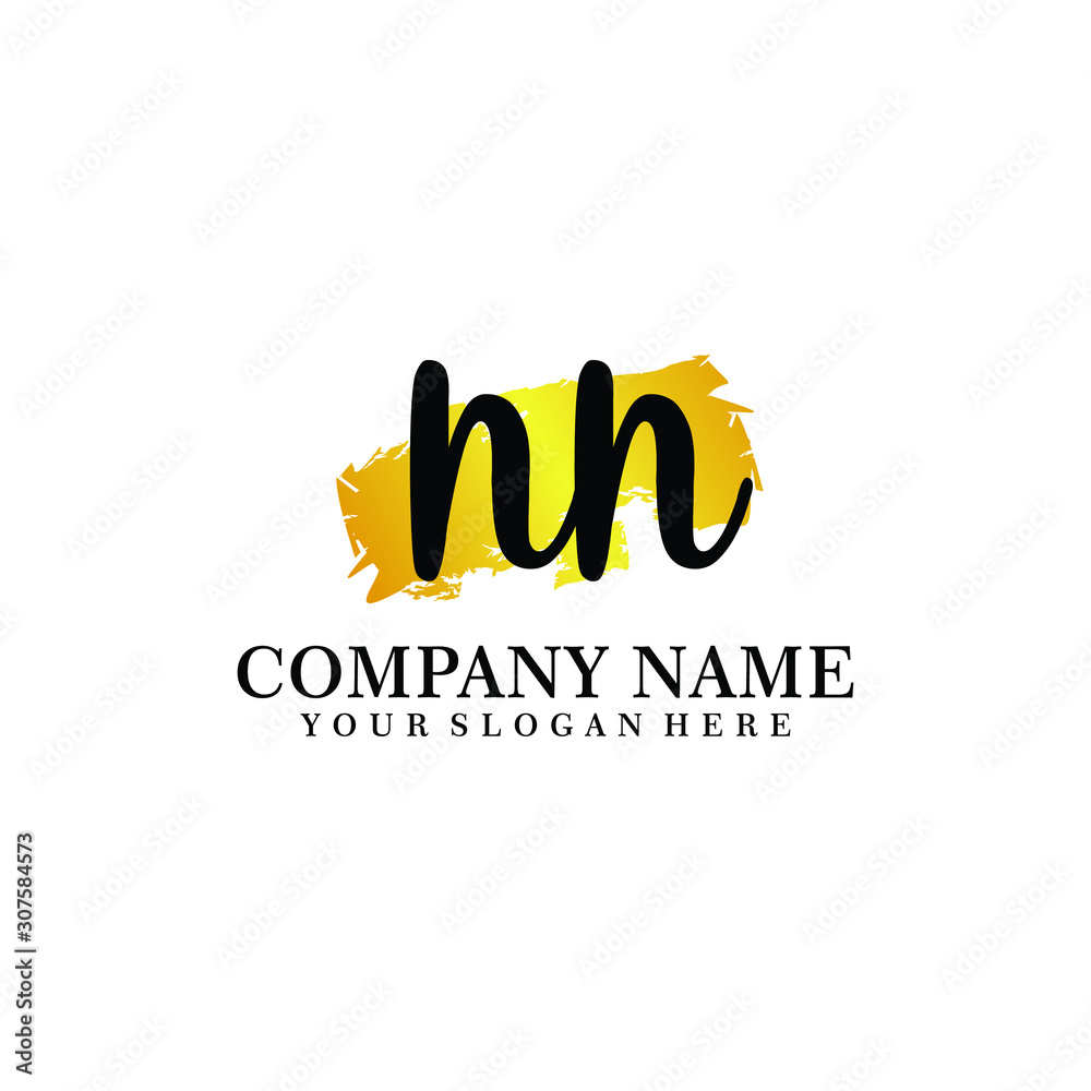 letter NN handwriting Black color logo, and elegant gold brush template letter NN handwriting Black color logo, and elegant gold brush template