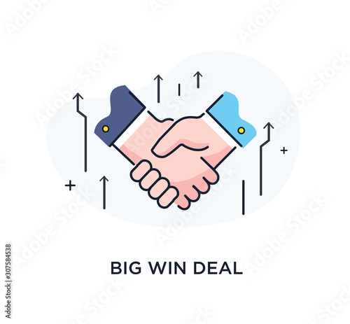 Businessmen shaking hands. Cooperation interaction. Success Cooperation. Line icon illustration