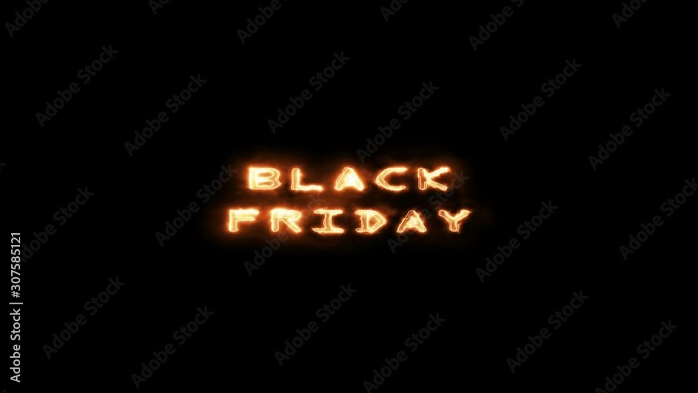 Sales and discounts concept. Shopping day for consumers. Fire orange lettering black friday on black background for increase in sales. Simple animation with title inscription on black banner. Sales and discounts concept. Shopping day for consumers. Fire orange lettering black friday on black background for increase in sales. Simple animation with title inscription on black banner.