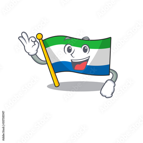 Sweet flag sierra leone cartoon character making an Okay gesture